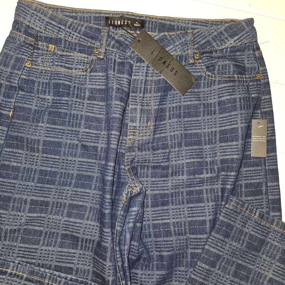 Lioness Navy Plaid Wide Leg Pants - Picture 7 of 10